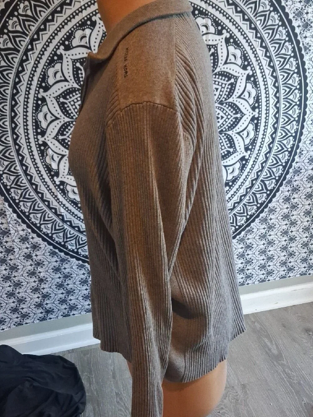 Michael Kors Ribbed Quarter-Zip Turtleneck Sweater in Gray